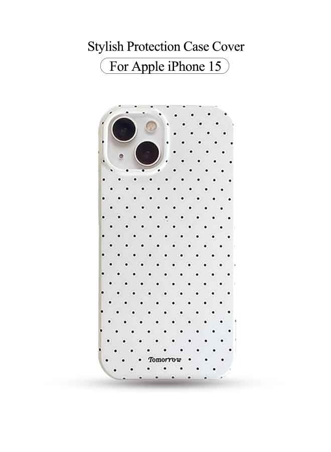Compatible for iPhone 15 Case with Cute Fashion Polka Dot Aesthetics Design Simple Cases for Soft TPU Slim Protection Cover-White - Image 1